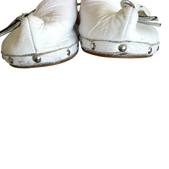 Sotto SOPRA White Leather Mule Wooden Clog Slip On Shoes Heel 7.5 - Picture 14 of 14